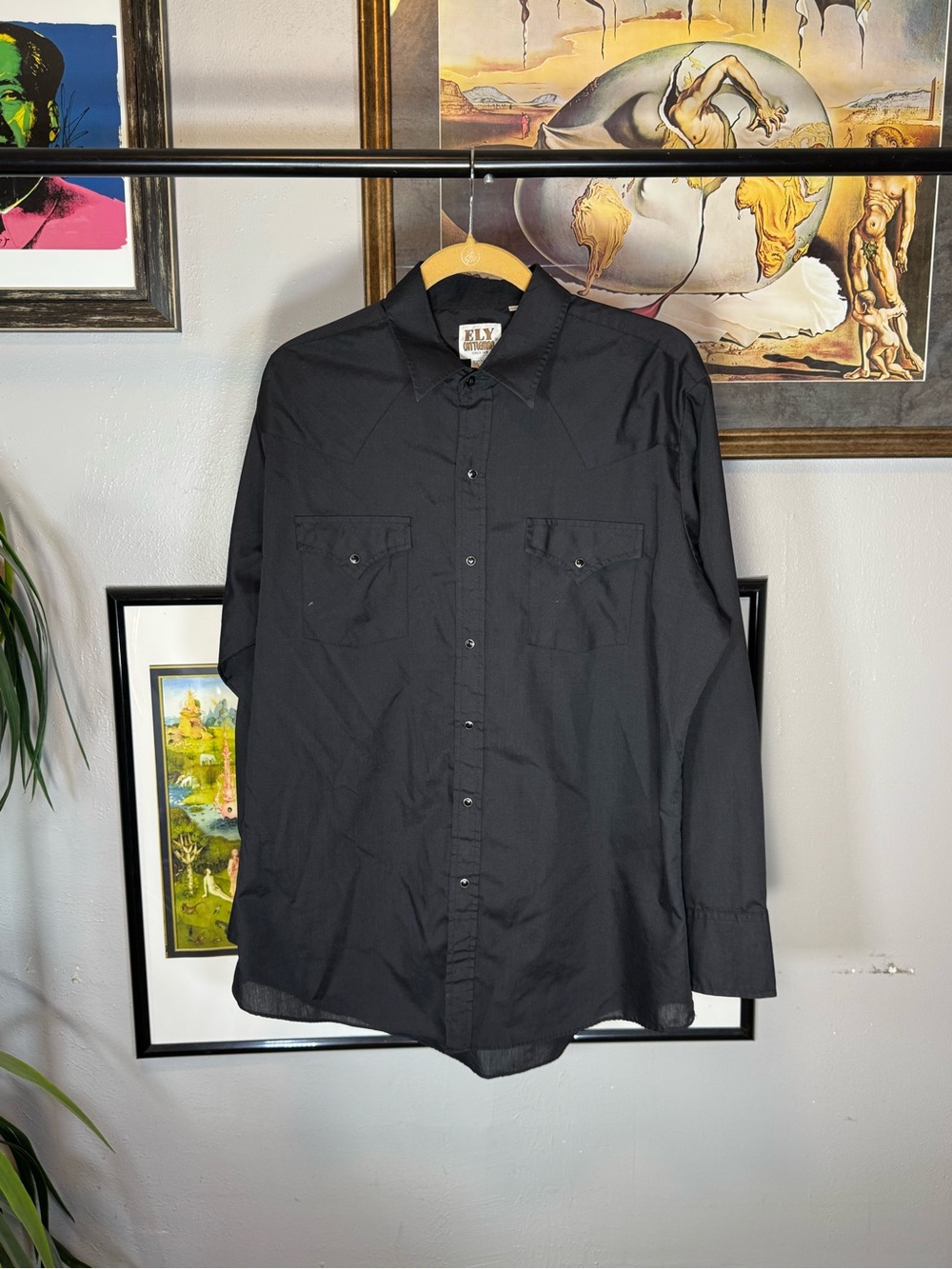 Vintage Western Wear Black Button Up Shirt